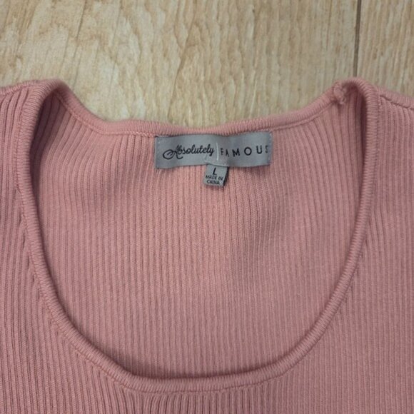 Absolutely Famous Pink Ribbed Blouse - Picture 3 of 8